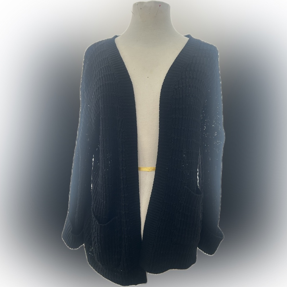 Love Change Black Cardigan Sweater Classic Knit